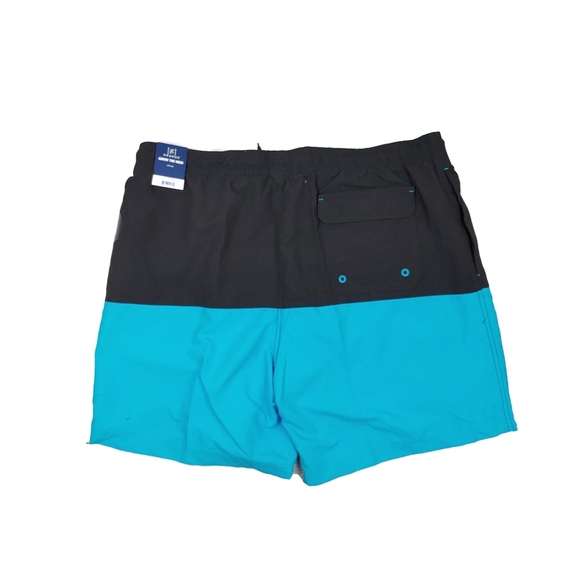 NWT Mens 2XL Turquoise Black Drawstring Swim Swimming Trunks 2X-Large - Picture 7 of 7